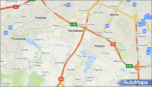 mapa Michałowice-Wieś, Michałowice-Wieś na mapie Targeo