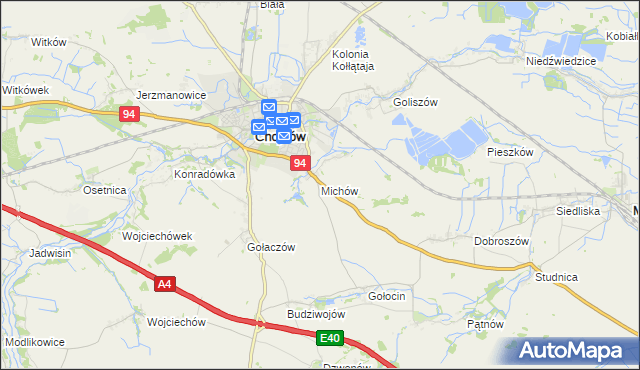 mapa Michów gmina Chojnów, Michów gmina Chojnów na mapie Targeo