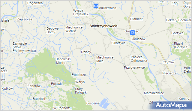 mapa Miechowice Małe, Miechowice Małe na mapie Targeo