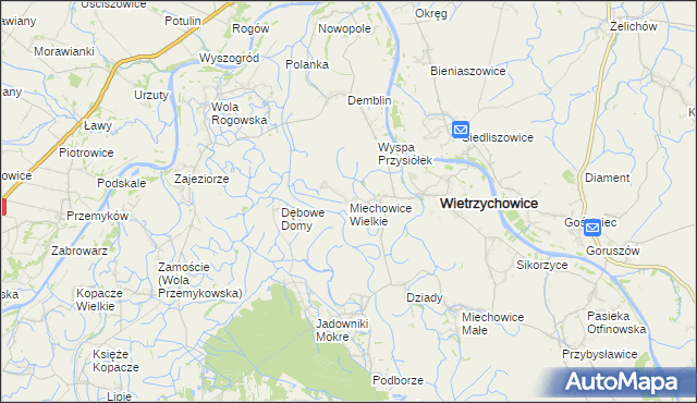 mapa Miechowice Wielkie, Miechowice Wielkie na mapie Targeo