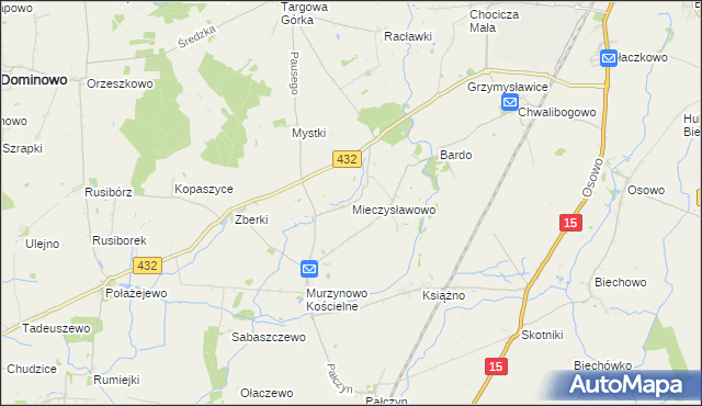 mapa Mieczysławowo gmina Dominowo, Mieczysławowo gmina Dominowo na mapie Targeo
