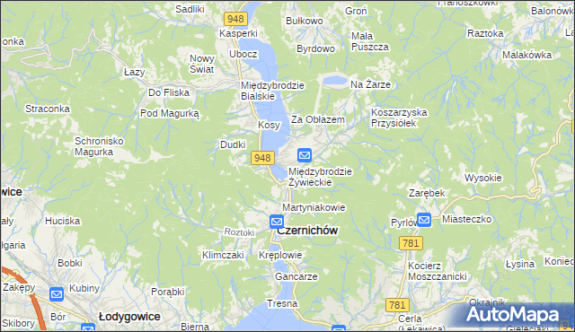 mapa Międzybrodzie Żywieckie, Międzybrodzie Żywieckie na mapie Targeo