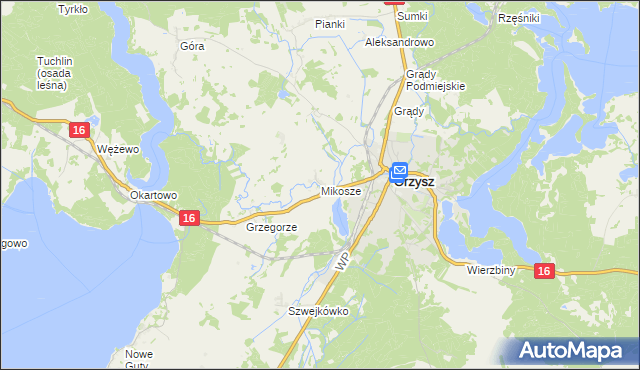 mapa Mikosze, Mikosze na mapie Targeo