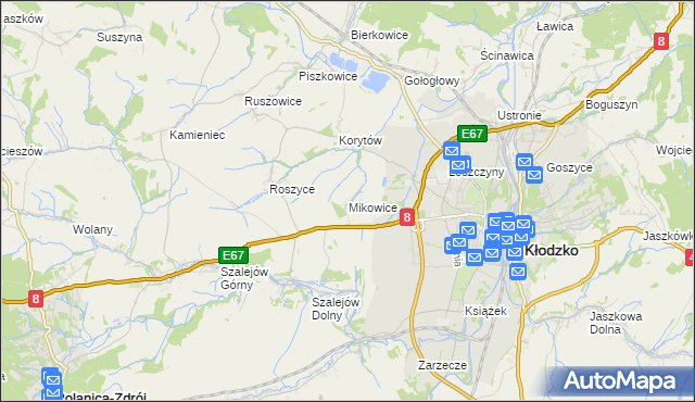 mapa Mikowice gmina Kłodzko, Mikowice gmina Kłodzko na mapie Targeo