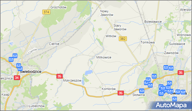mapa Milikowice, Milikowice na mapie Targeo