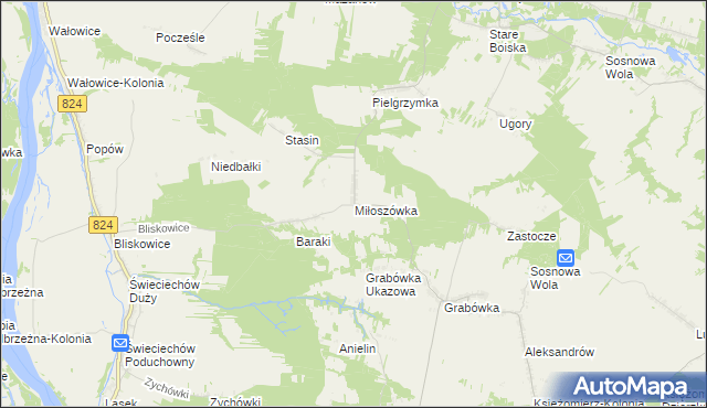 mapa Miłoszówka, Miłoszówka na mapie Targeo