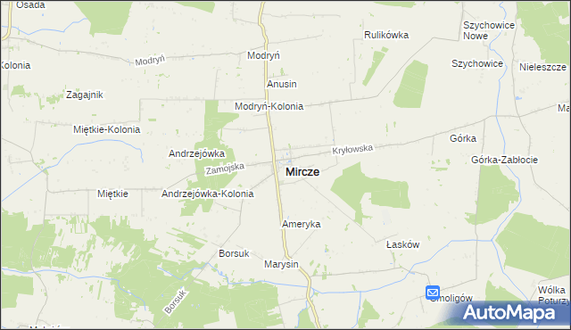 mapa Mircze, Mircze na mapie Targeo