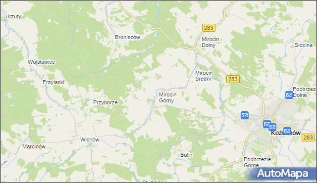 mapa Mirocin Górny, Mirocin Górny na mapie Targeo