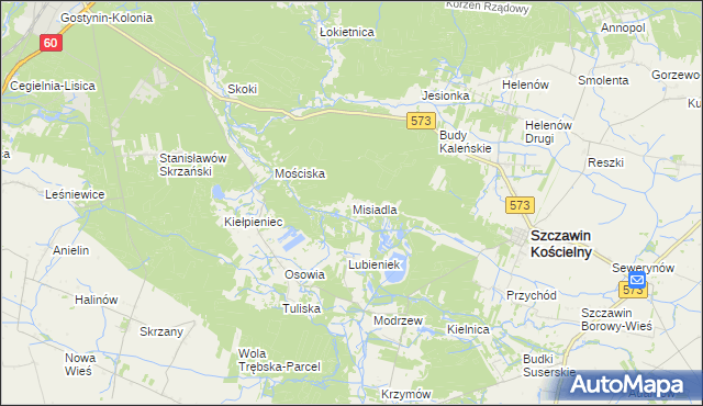 mapa Misiadla, Misiadla na mapie Targeo