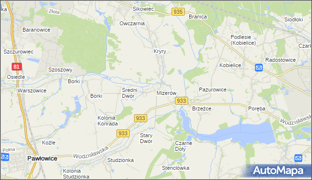 mapa Mizerów, Mizerów na mapie Targeo
