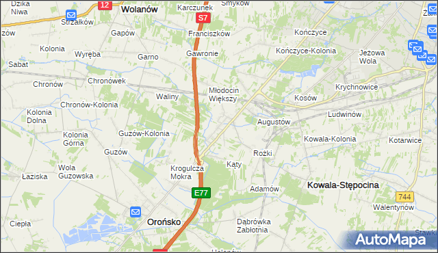 mapa Młodocin Mniejszy, Młodocin Mniejszy na mapie Targeo