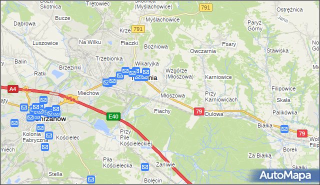 mapa Młoszowa, Młoszowa na mapie Targeo