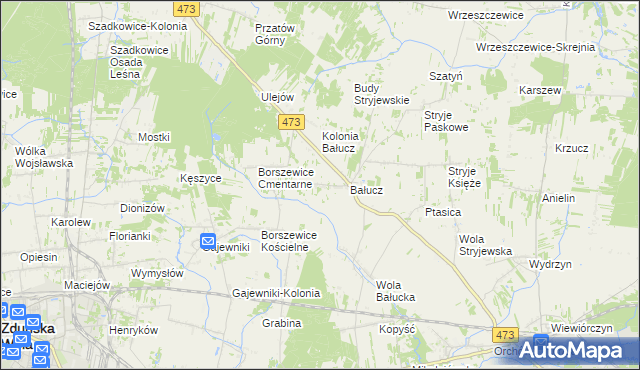mapa Młynisko gmina Łask, Młynisko gmina Łask na mapie Targeo