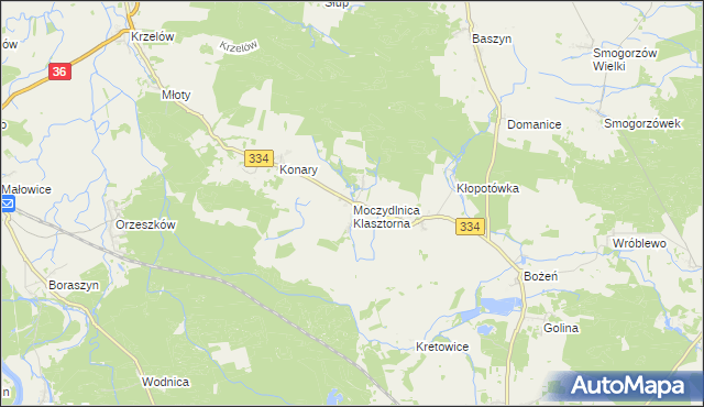 mapa Moczydlnica Klasztorna, Moczydlnica Klasztorna na mapie Targeo