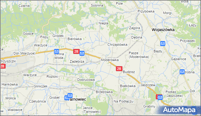 mapa Moderówka, Moderówka na mapie Targeo