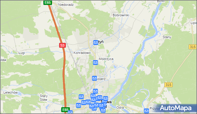 mapa Modrzyca, Modrzyca na mapie Targeo