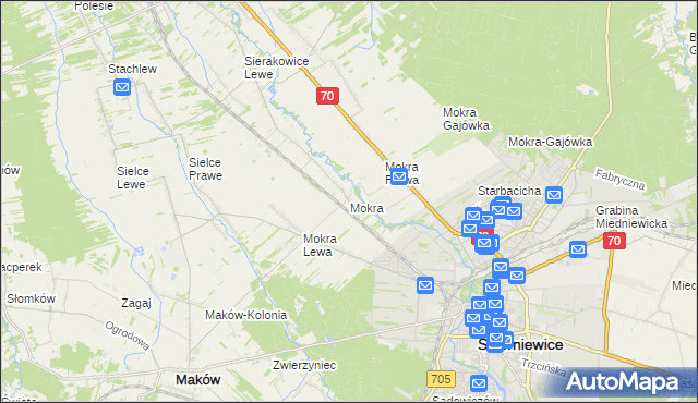mapa Mokra gmina Skierniewice, Mokra gmina Skierniewice na mapie Targeo