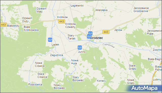 mapa Mokre gmina Grodziec, Mokre gmina Grodziec na mapie Targeo