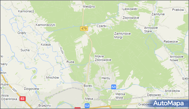 mapa Mokre Zborowskie, Mokre Zborowskie na mapie Targeo