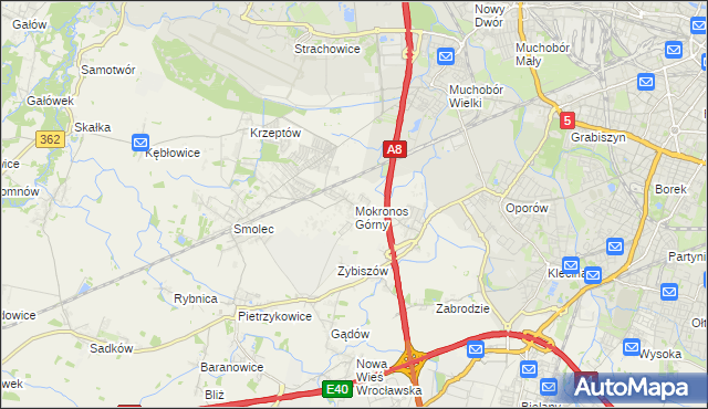 mapa Mokronos Górny, Mokronos Górny na mapie Targeo