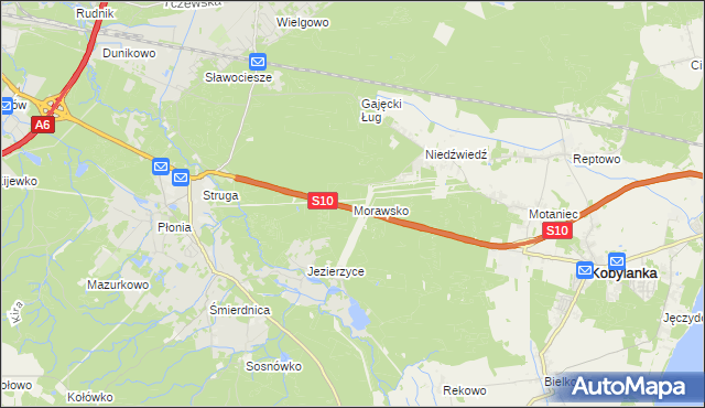 mapa Morawsko gmina Kobylanka, Morawsko gmina Kobylanka na mapie Targeo