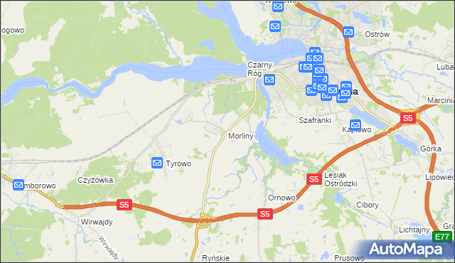 mapa Morliny, Morliny na mapie Targeo