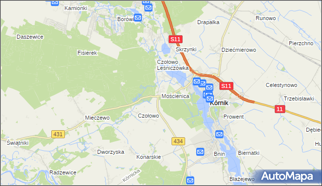 mapa Mościenica, Mościenica na mapie Targeo