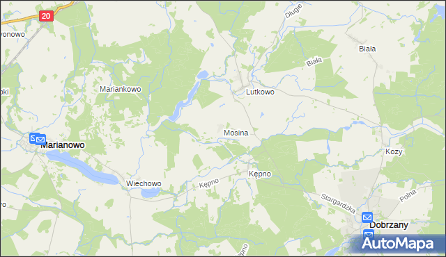 mapa Mosina gmina Dobrzany, Mosina gmina Dobrzany na mapie Targeo