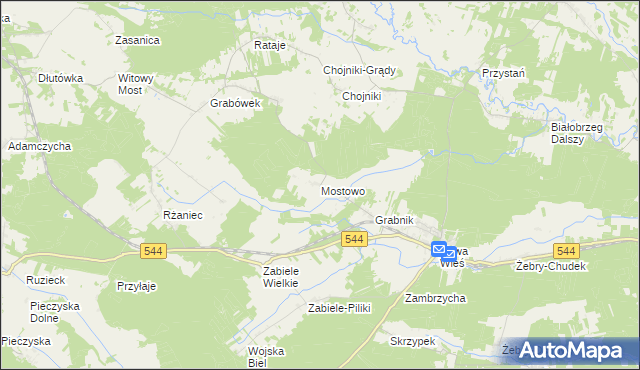 mapa Mostowo gmina Olszewo-Borki, Mostowo gmina Olszewo-Borki na mapie Targeo