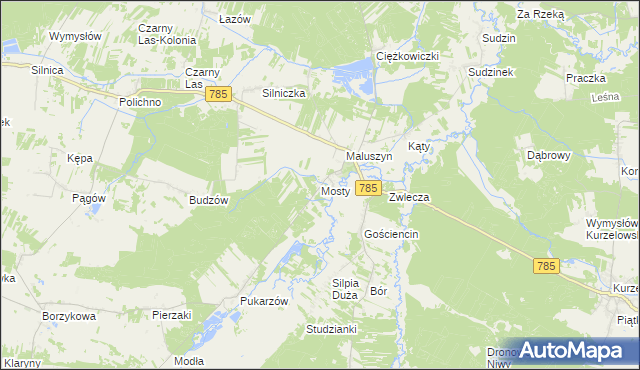 mapa Mosty gmina Żytno, Mosty gmina Żytno na mapie Targeo