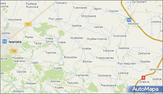 mapa Mydłów, Mydłów na mapie Targeo