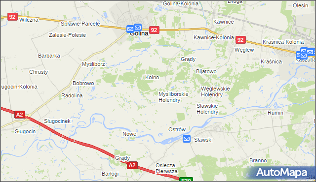 mapa Myśliborskie Holendry, Myśliborskie Holendry na mapie Targeo