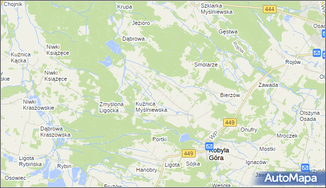 mapa Myślniew, Myślniew na mapie Targeo