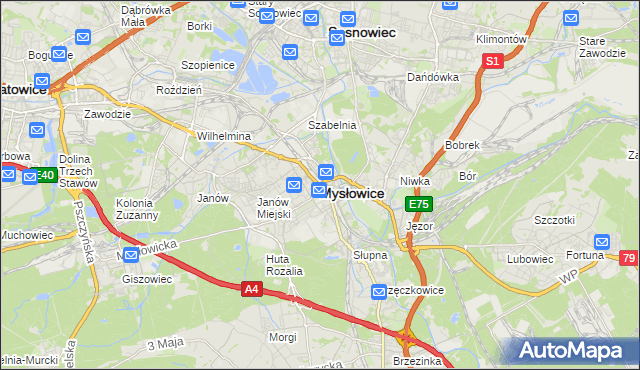 mapa Mysłowice, Mysłowice na mapie Targeo