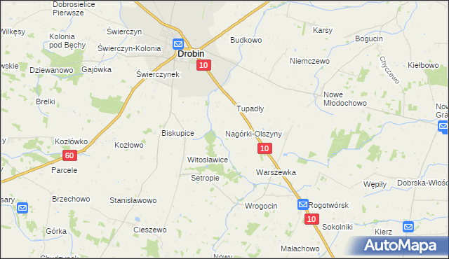 mapa Nagórki-Olszyny, Nagórki-Olszyny na mapie Targeo