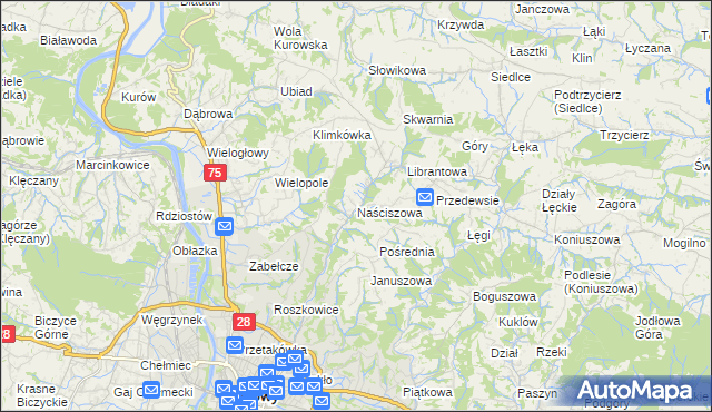 mapa Naściszowa, Naściszowa na mapie Targeo