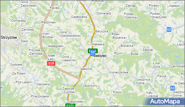 mapa Niebylec, Niebylec na mapie Targeo