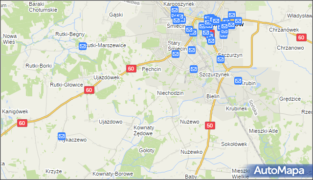 mapa Niechodzin, Niechodzin na mapie Targeo