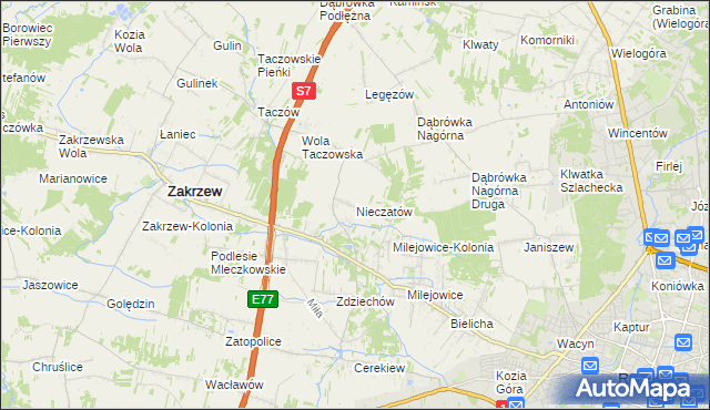 mapa Nieczatów, Nieczatów na mapie Targeo