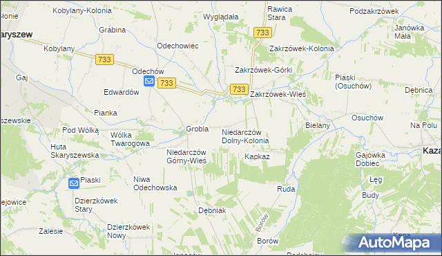 mapa Niedarczów Dolny-Kolonia, Niedarczów Dolny-Kolonia na mapie Targeo