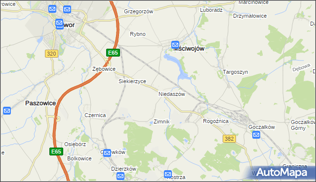 mapa Niedaszów, Niedaszów na mapie Targeo