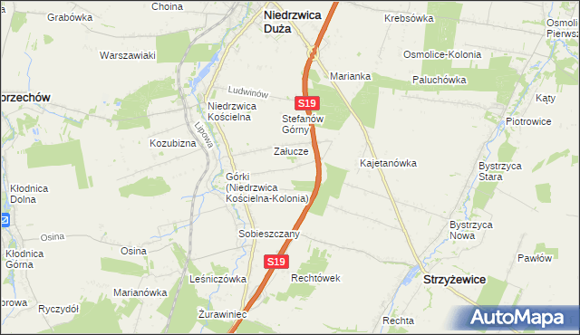 mapa Niedrzwica Kościelna-Kolonia, Niedrzwica Kościelna-Kolonia na mapie Targeo