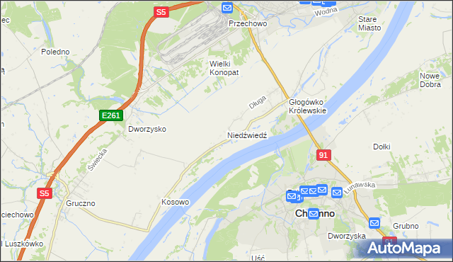 mapa Niedźwiedź gmina Świecie, Niedźwiedź gmina Świecie na mapie Targeo