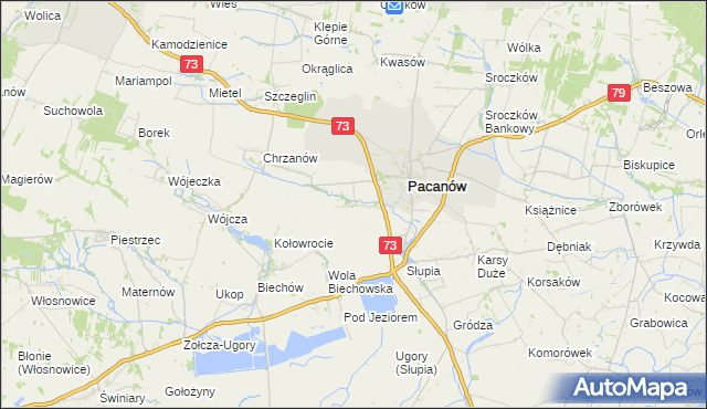 mapa Niegosławice gmina Pacanów, Niegosławice gmina Pacanów na mapie Targeo