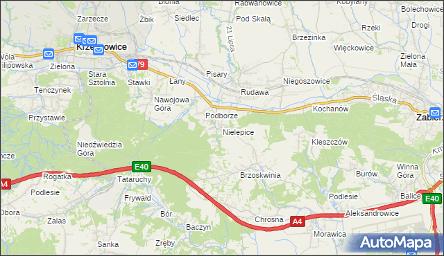 mapa Nielepice, Nielepice na mapie Targeo