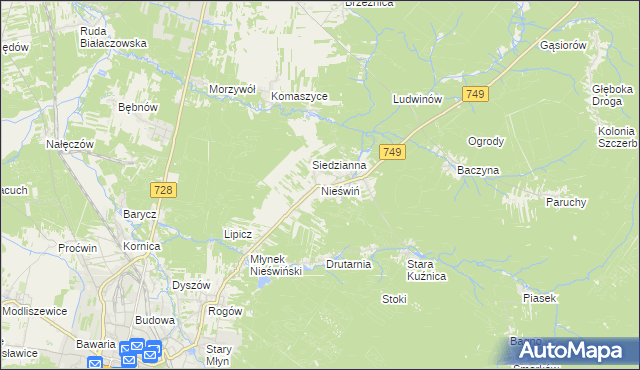 mapa Nieświń, Nieświń na mapie Targeo