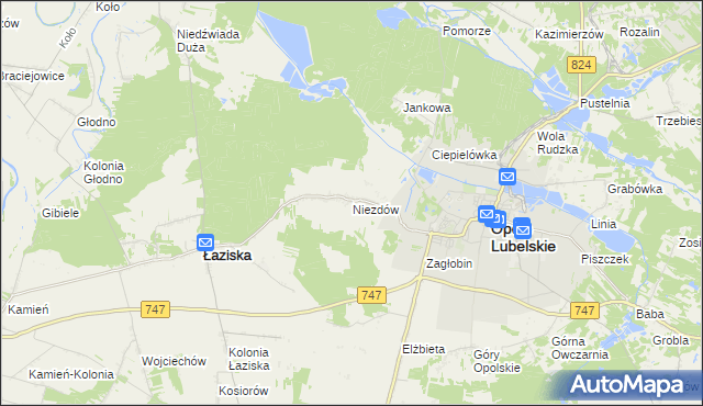 mapa Niezdów gmina Opole Lubelskie, Niezdów gmina Opole Lubelskie na mapie Targeo