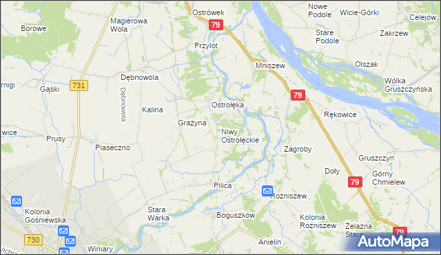 mapa Niwy Ostrołęckie, Niwy Ostrołęckie na mapie Targeo