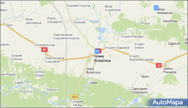 mapa Nowa Brzeźnica, Nowa Brzeźnica na mapie Targeo