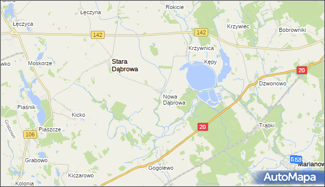 mapa Nowa Dąbrowa gmina Stara Dąbrowa, Nowa Dąbrowa gmina Stara Dąbrowa na mapie Targeo